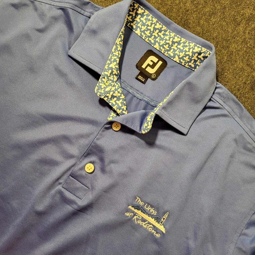 FootJoy Golf Polo Men's L FJ Logo Performance Blue Links At Redstone